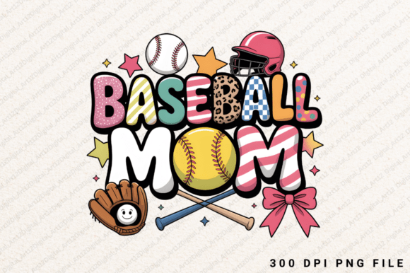 Baseball Mom PNG: A Sublimation Graphic for T-Shirt Designs and Content Publishing