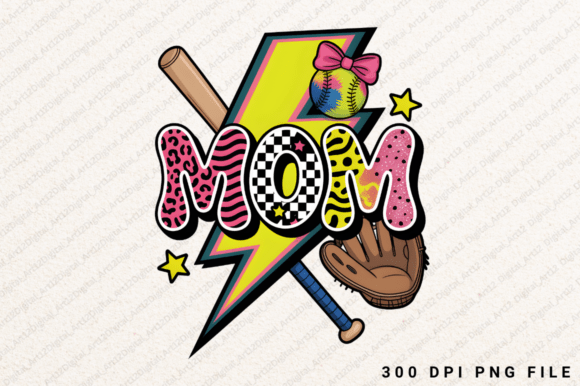 Baseball Mom PNG, Mama Sublimation: A Versatile Graphic for T-Shirt Designs and Content Publishing