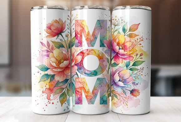Bright Pink Blue MOM 20oz Tumbler Wrap Graphic Review