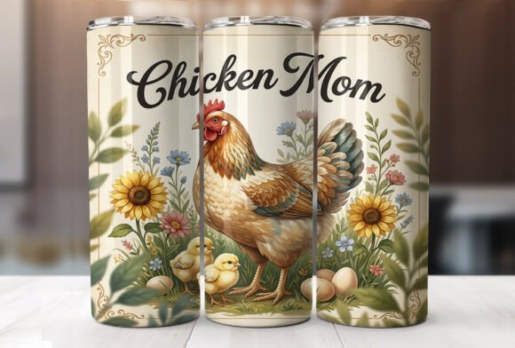 Chicken Mom Sunflower Farmhouse Tumbler Graphics for Tumbler Wraps