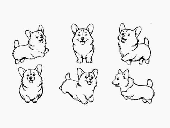 Corgi Line Art SVG PNG Outline Bundle Review for Graphics and Illustrations