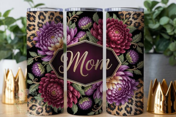 Elegant Floral Leopard Mom Tumbler Wrap – A Versatile Graphic Design Asset