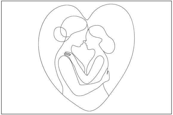Mom Daughter Love Line Art Review