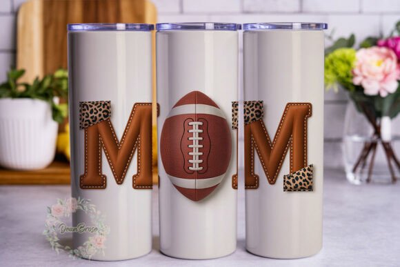 MOM Football Stitched Letters for Embroidery Projects