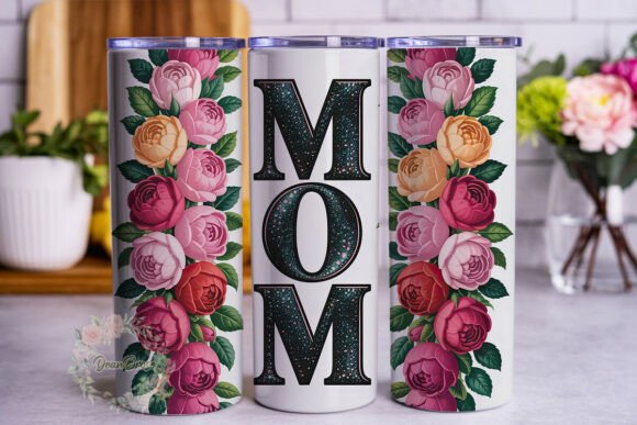 Pink Red Rose MOM 20oz Tumbler Wrap: A Versatile Graphic for Branding and Marketing