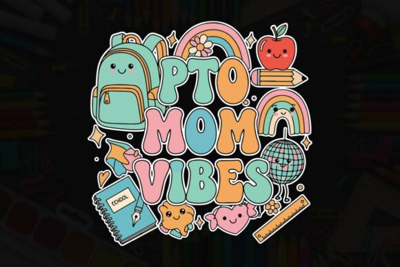 PTO Mom Vibes Typography Design: A Versatile Graphic for T-Shirt and Merchandise Creators