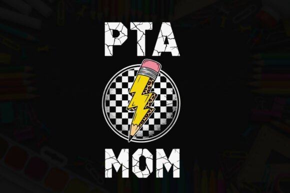 Retro Lightning Pencil PTA Mom Tee: A Versatile Graphic Design Asset for T-Shirt Projects