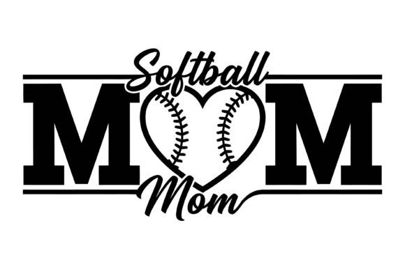 Softball Mom Heart Sports Design: A Versatile Graphic for T-Shirt and Branding Projects
